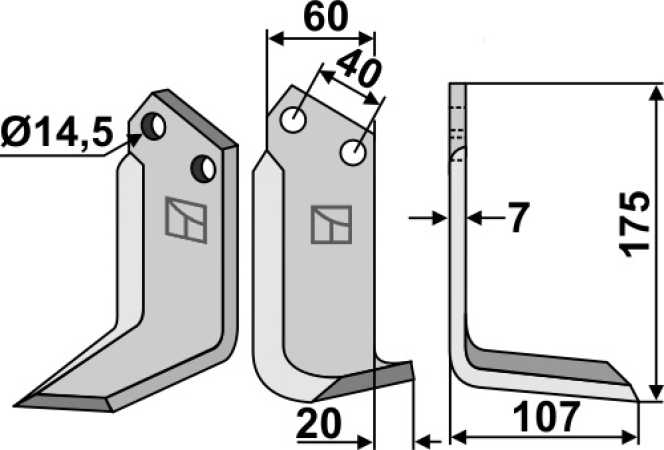 Fräsmesser 175x60mm, rechts